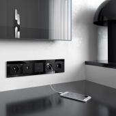 Розетка Werkel с заземлением, шторками и USBх2 черный матовый W1171508 4690389156915