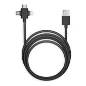 Кабель для зарядки,3-в-1 THE X TYPE C+LIGHTNING+MICROUSB черный., 2.4А, TPE, 1 м, Smartbuy