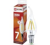 Лампа светодиодная LED-СВЕЧА НА ВЕТРУ-deco 7Вт 230В Е14 6500К 810Лм прозрачная IN HOME