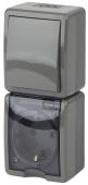 Блок розетка-выключатель ЭРА Эксперт IP54 16A 250V 11-7407-03