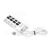USB 2.0 хаб с выключателями, 4 порта, СуперЭконом, белый, SBHA-7204-W