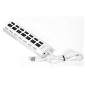 USB 2.0 хаб с выключателями, 7 портов, СуперЭконом, белый, SBHA-7207-W
