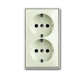 Розетка двойная ABB Basic55 Schuko с/з 16A 250V со шторками безвинтовой зажим chalet-белый 2CKA00202