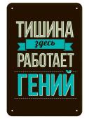 Табличка металлическая Ekoramka Тишина здесь работает гений 20x30см TM-113-130