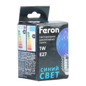 Лампа светодиодная Feron E27 1W синяя LB-385 52162