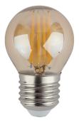 Лампочка светодиодная ЭРА F-LED P45-9W-827-E27 gold 9Вт филамент шар золотистый теплый свет