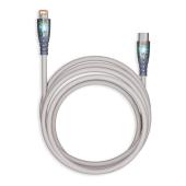 Кабель для зарядки и передачи, прозрачн.наконечники  TYPE C - LIGHTNING серый,3А,нейл.,1 м, Smartbuy