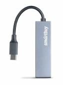 USB Type-C Хаб Smartbuy 460С 2 порта USB 3.0, металл.корпус, серый (SBHA-460C-G)/1000