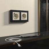 Розетка Эра Elegance 2P E со шторками 16A 250V 2xUSB 14-4109-02 Б0047868