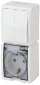 Блок розетка-выключатель двухклавишный ЭРА Эксперт IP54 16A 250V 11-7408-01