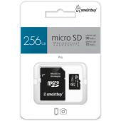 micro SDXC карта памяти Smartbuy 256GB Pro Class 10/U3; R/W:90/70 MB/s (с адаптером SD)