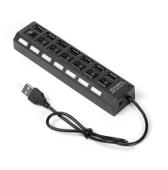 USB 2.0 хаб с выключателями, 7 портов, СуперЭконом, черный, SBHA-7207-B