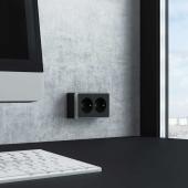 Розетка двойная с заземлением Werkel Gallant черный/хром W5072135 4690389164705