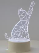 Фигурка светодиодная «Кошка» 25,5x13.5см (UL-00007419) Uniel ULI-M501 RGB/3AAA Catty/White