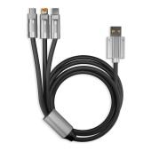 Кабель для зарядки,3-в-1 супертолстый BOLD TYPE C+LIGHTNING+MICROUSB черный, 3А, TPE, 1 м, Smartbuy