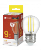 Лампа светодиодная LED-ШАР-deco 9Вт 230В Е27 3000К 810Лм прозрачная IN HOME