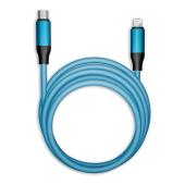 Кабель для зарядки и передачи, супертолстый BOLD TYPE C - LIGHTNING синий, 3А, TPE, 1 м, Smartbuy
