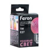 Лампа светодиодная Feron E27 1W розовая LB-385 52177