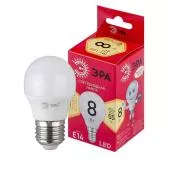 Лампочка светодиодная ЭРА RED LINE LED P45-8W-827-E14 R шар теплый белый свет
