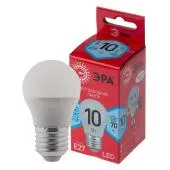 Лампочка светодиодная ЭРА RED LINE LED P45-10W-840-E27 R шар нейтральная белая