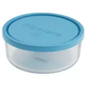 Стеклянный контейнер Frigoverre круглый d-18 см, 1250 мл, с синей крышкой  Bormioli Rocco B388450-1