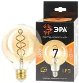 Светодиодная лампа 7Вт, Е27, теплый свет, филамент, шар спираль,F-LED G95-7W-824-E27 spiral gold ЭРА