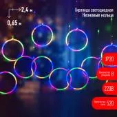 Светодиодная новогодняя гирлянда ЭРА  ЕGNIG - RI занавес Неоновые кольца 8 режимов 2,4*0,65 м мульти