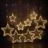 Светодиодная новогодняя гирлянда ЭРА  ЕGNIG - ST занавес Неоновые звезды 8 режимов 2,4*0,8 м теплый 