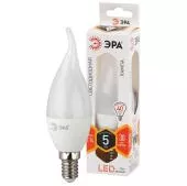 Лампа светодиодная свеча на ветру ЭРА E14 5W 2700K матовая LED BXS-5W-827-E14