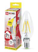 Упаковка светодиодных ламп LED-СВЕЧА-deco 7Вт Е14 3000К 630Лм прозрачная IN HOME